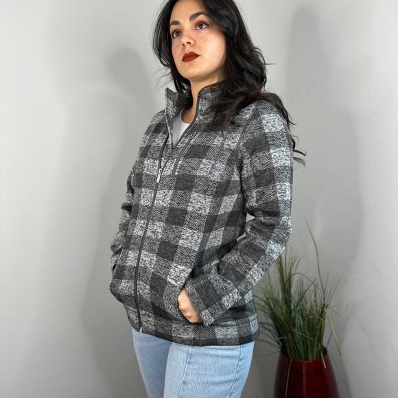 Calvin Klein Gray Plaid Zipper Jacket - Picture 1 of 10